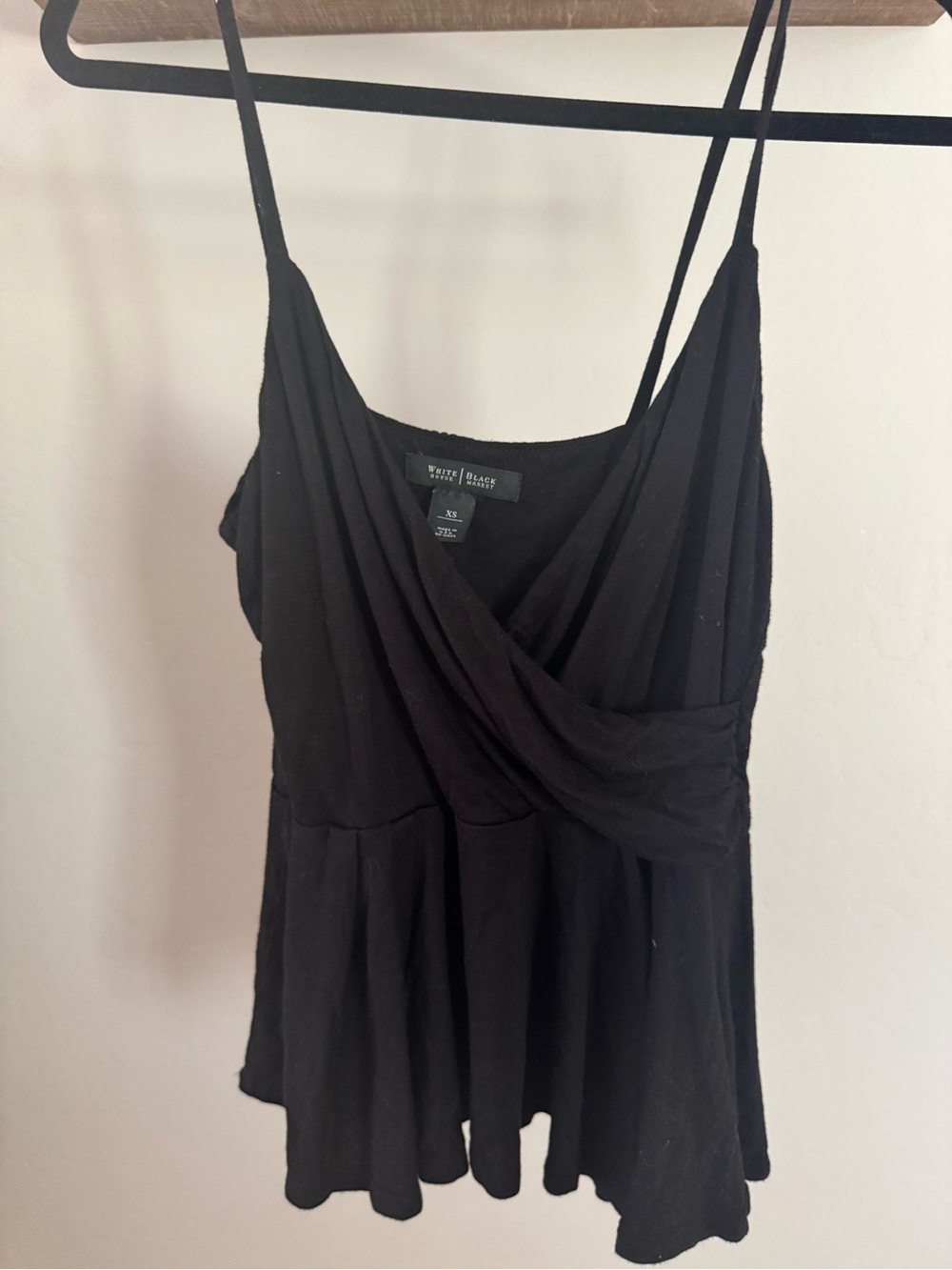 White House Black Market Black Draped Crossover Spaghetti-Strap Cami